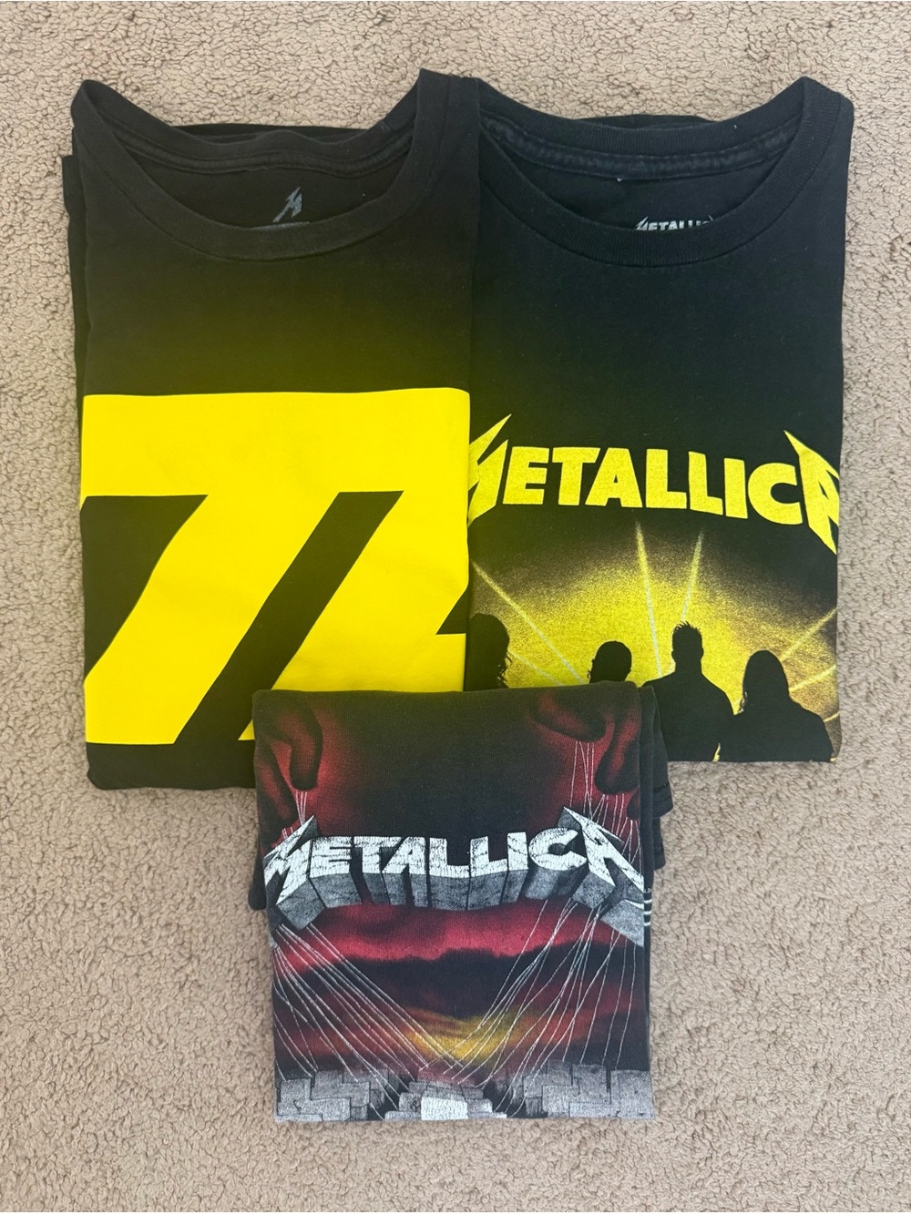 Metallica Lot of 3 T-shirts Master of Puppets M72 Tour Size Adult Small